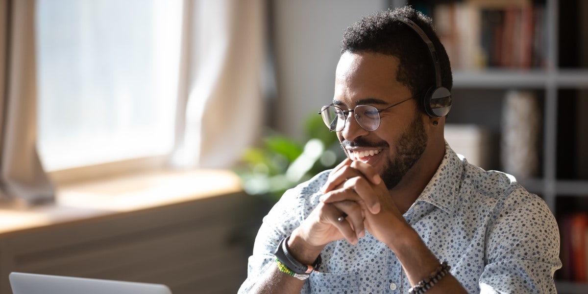 man smiling in office